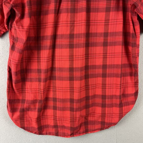 VTG Gap Shirt Mens Large Red Plaid Button Up Short Sleeve Cotton USA Made 90s - Picture 10 of 13